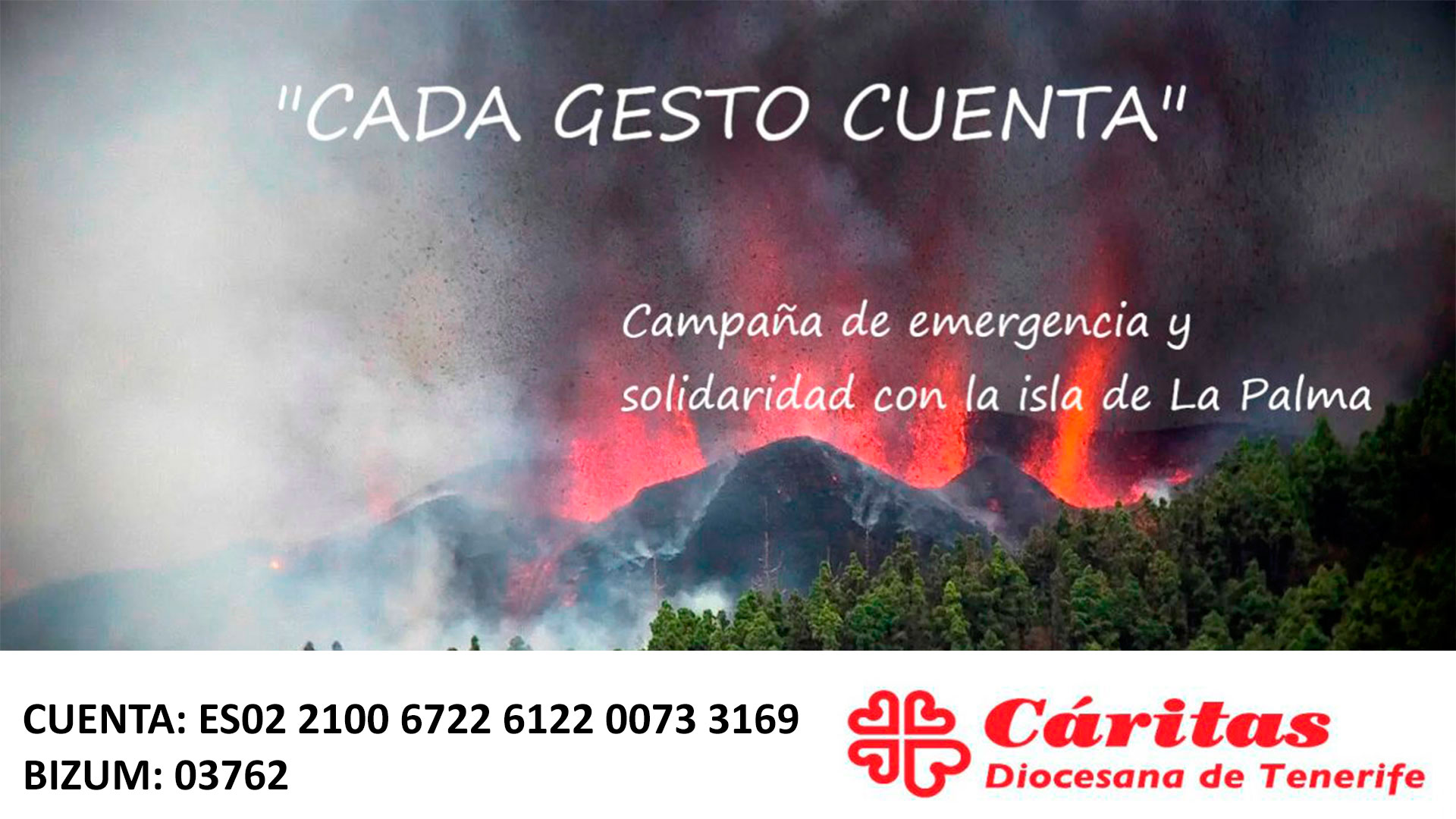Cáritas Diocesana de Tenerife lanza una campaña de emergencia para canalizar la solidaridad ciudadana con la población de la isla de La Palma