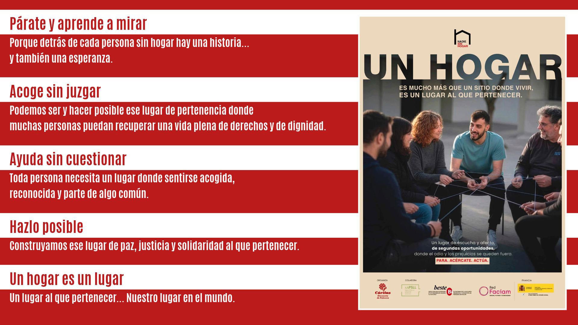 Cáritas Palencia: «Un hogar es mucho más que un sitio donde vivir, es un lugar al que pertenecer»