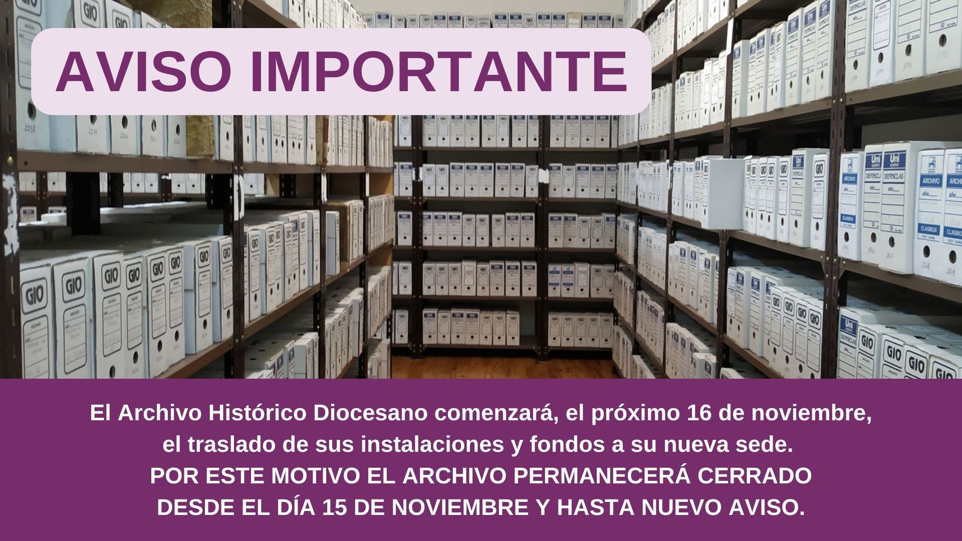 El Archivo Histórico Diocesano a punto de comenzar el traslado a su nueva sede